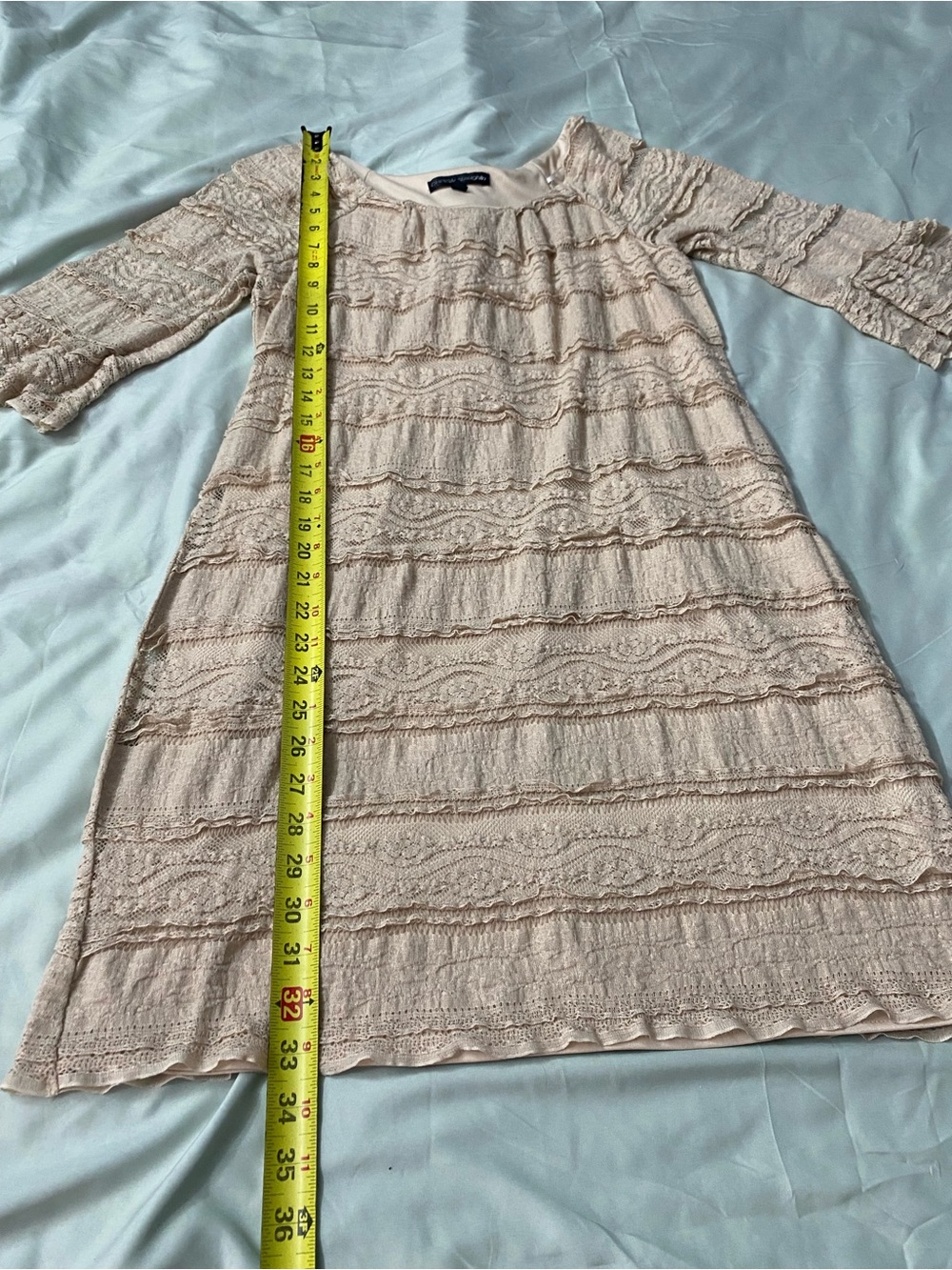 Chris McLaughlin Beige Lace Tiered Ruffle Dress - Size‎ 8 Romantic Feminine - Picture 9 of 10